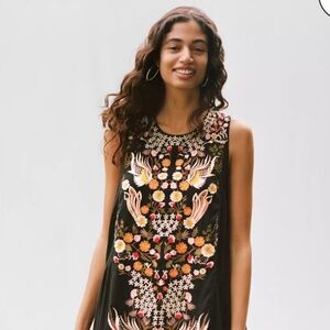 Anthropologie Samant Chauhan Jacaranda Floral Embroidered Maxi Sleeveless (2)